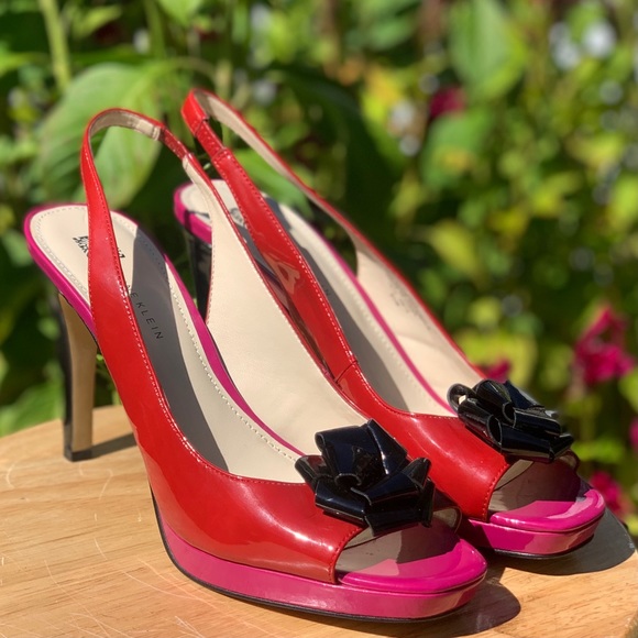Anne Klein Shoes - Ann Klein Yelora Slingback Peep Toe Black Bow Heels